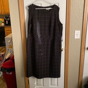 Kasper Grey and blue plaid pane dress